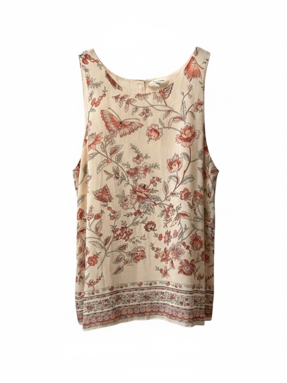 Max Studio Cream Floral & Butterfly Sleeveless Top